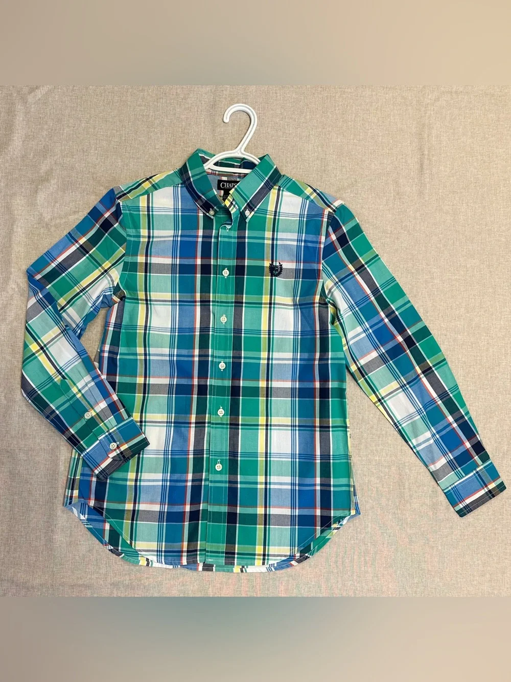 New Boy’s Chaps Plaid Button-down Ling-sleeve Shirt Size L(14-16)